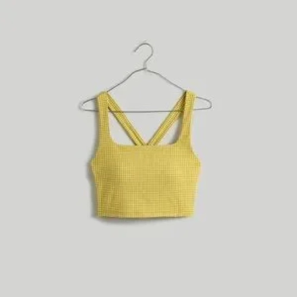 Madewell Flex Racerback Crop Tank Top in Gingham